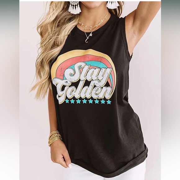 🎯Stay Golden Sleeveless Tank Top - Picture 3 of 15